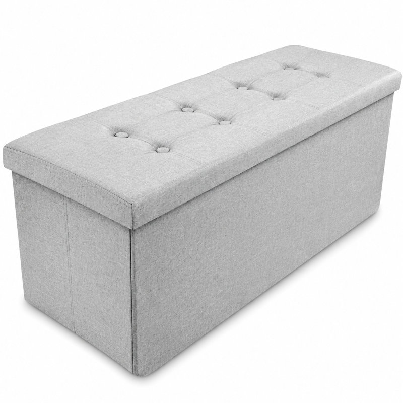 110cm Wide Standard Ottoman, Polyester, Light Grey