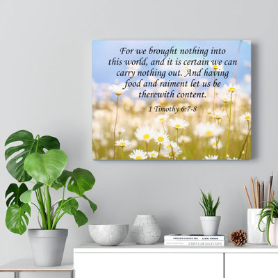 Content 1 Timothy 6:7-8 - Wrapped Canvas Print