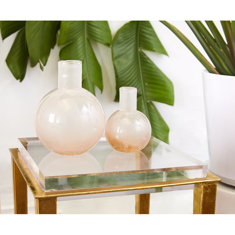 Giorgio Handmade Glass Table Vase, 8" H x 6" W x 6" D, Blush Pink
