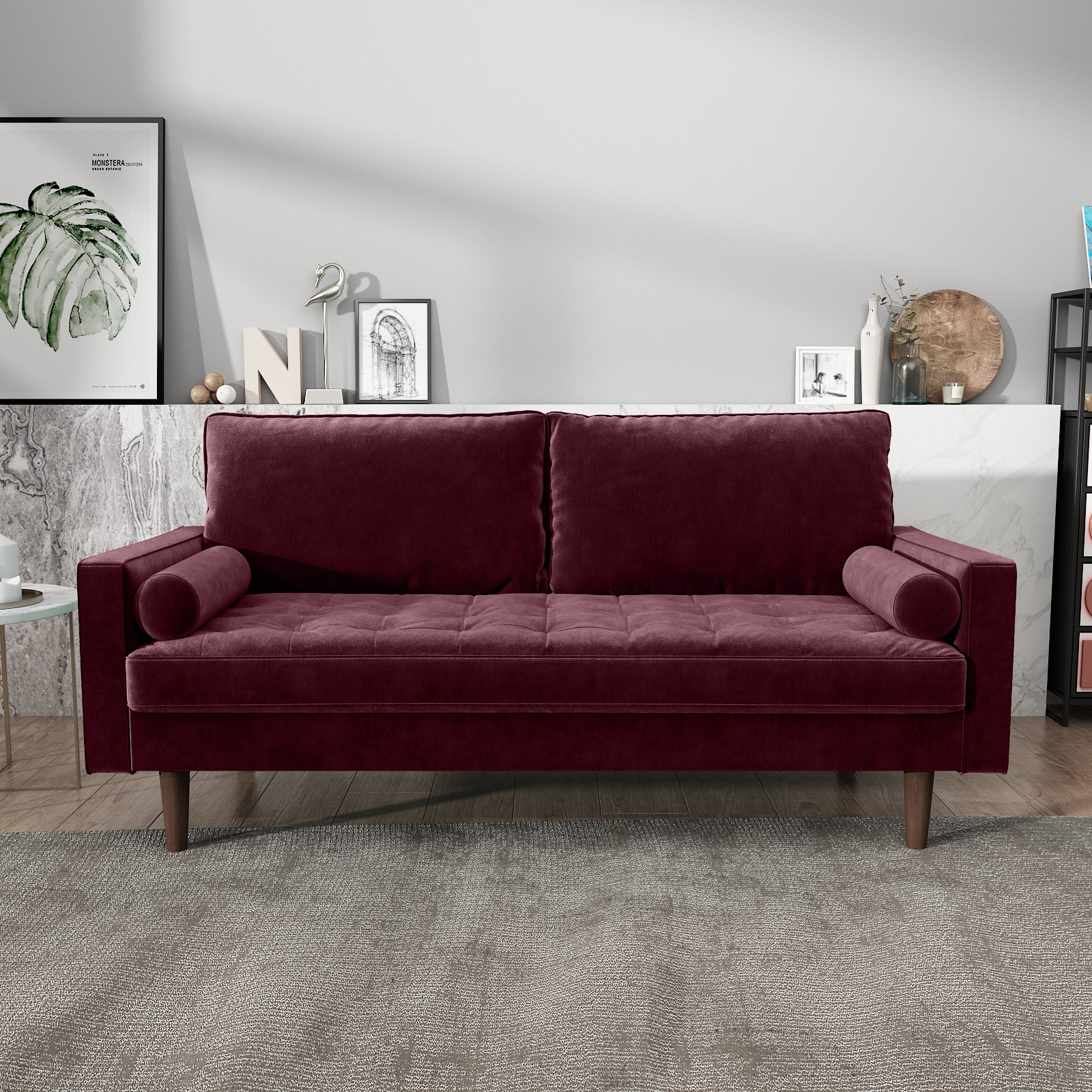 Mercer41 Chretien 70" Velvet Square Arm Sofa & Reviews | Wayfair