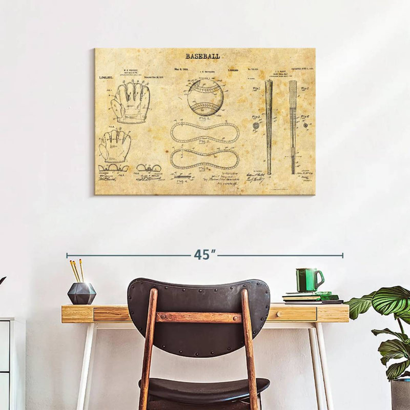 Baseball Compilation brevet sur toile, H 24 po x l 36 po x P 1,25 po