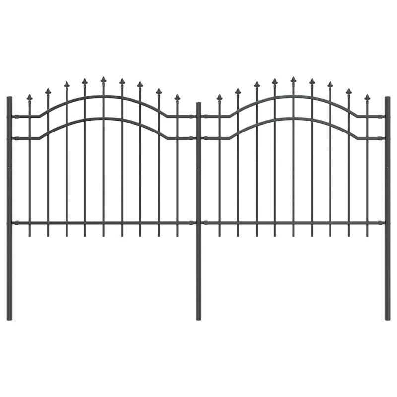 Vidaxl Garden Fence Powder-Coated Steel, Grey, 140cm H x 14000cm W x 240cm D