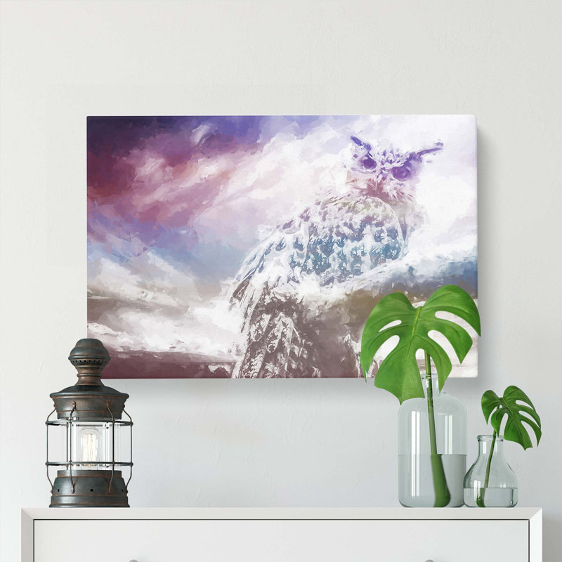 The Great Horned Owl in Abstract - Wrapped Canvas, 60cm H x 91cm W x 3cm D