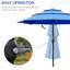 3 parasols de table de patio avec manivelle, bleu foncé pour la couverture de jardin et de terrasse, pelouse