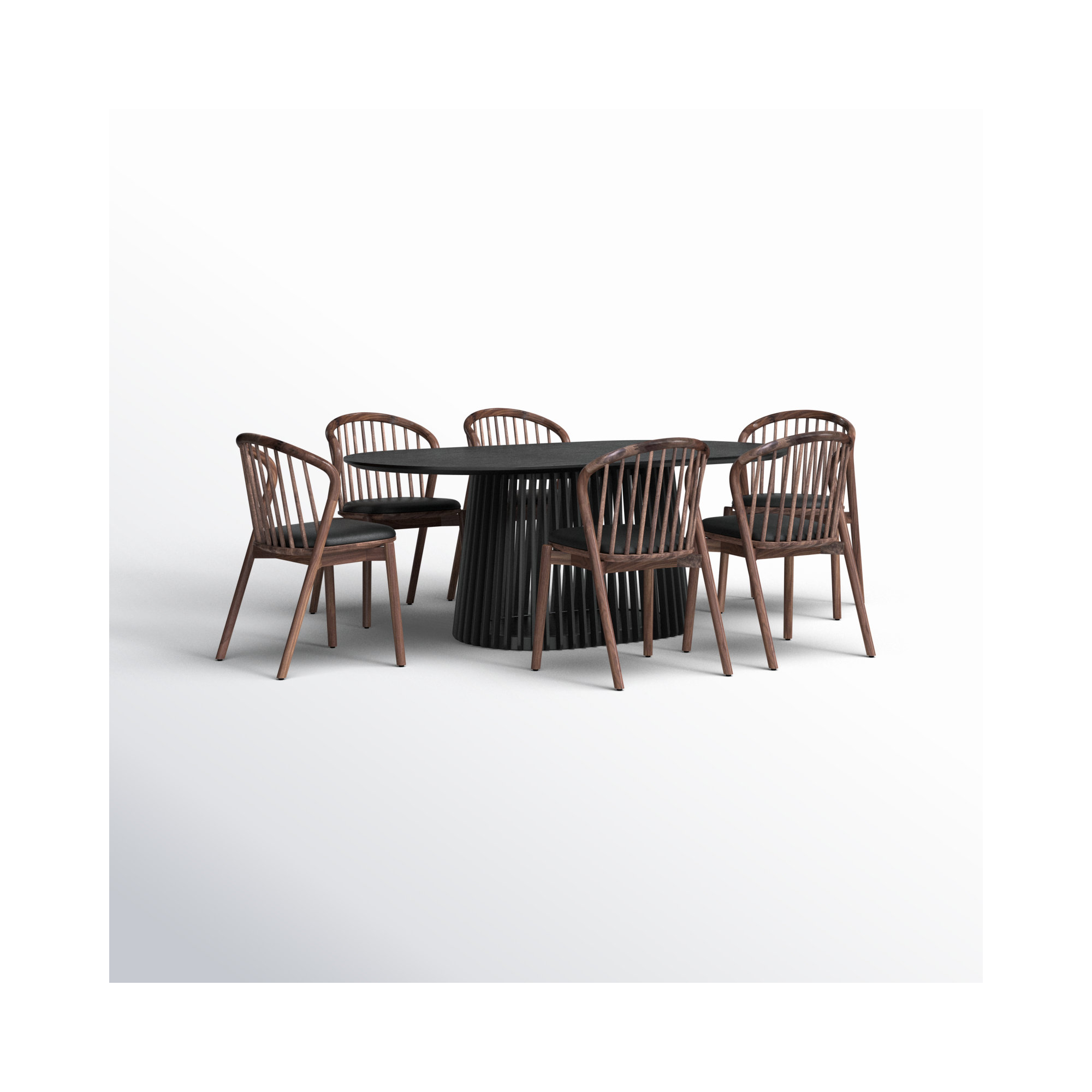 7 - Piece Dining Set, Walnut, Black