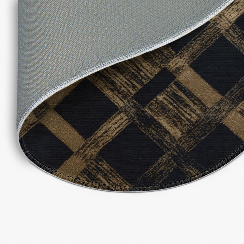 Tapis intérieur / extérieur noir à carreaux, Rond 5 pi