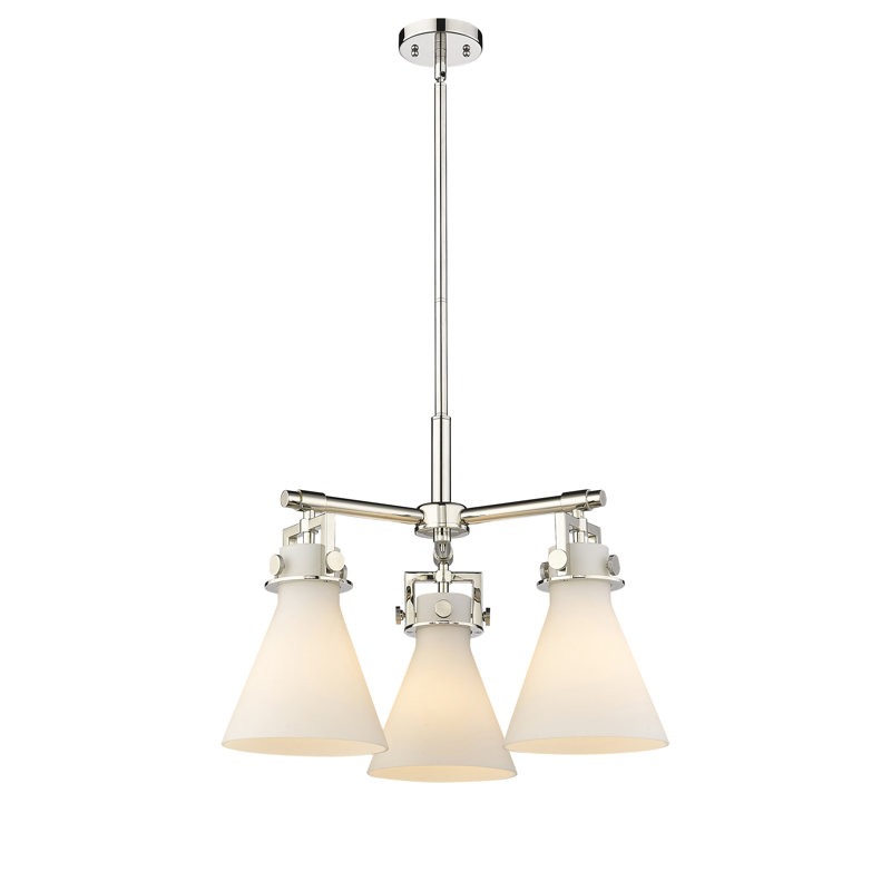 Luminaire suspendu sur tige 3 lumières Slatington, Blanc mat, Nickel poli