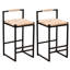 2 tabourets de bar en jacinthe d'eau tissés avec dossier - chaises de hauteur comptoir pour le restaurant, le soutien à domicile, 2 salles à manger robustes,-1336571085