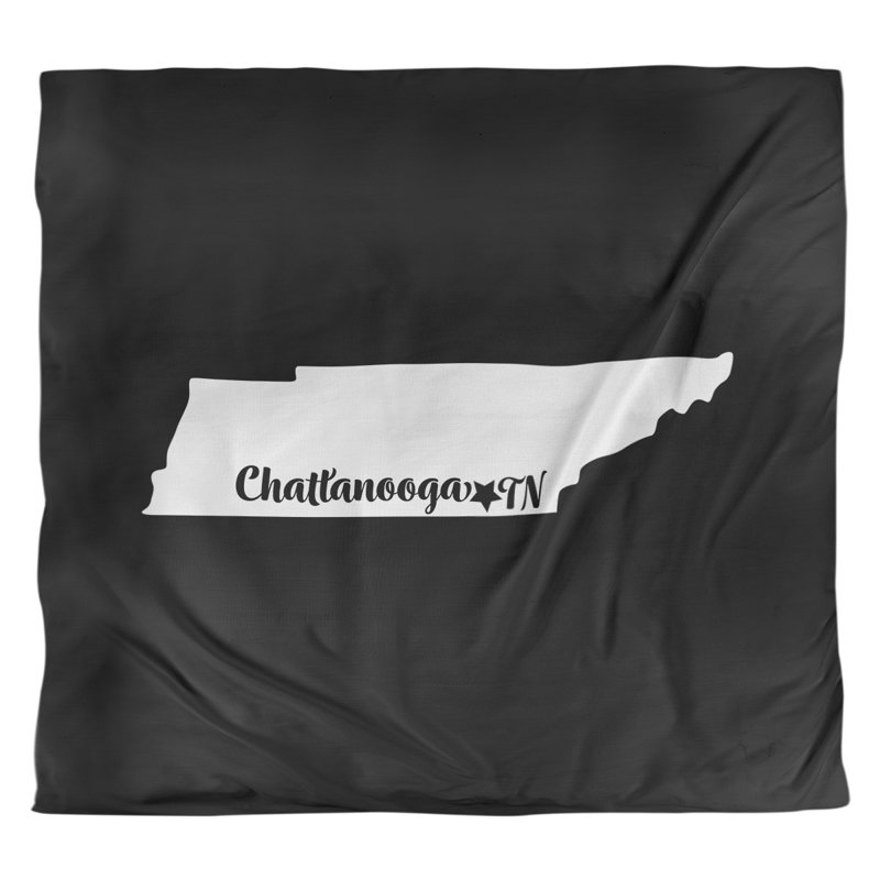 Housse de couette réversible simple Chattanooga Tennessee, Housse de couette pour grand lit, Noir, Microfibre