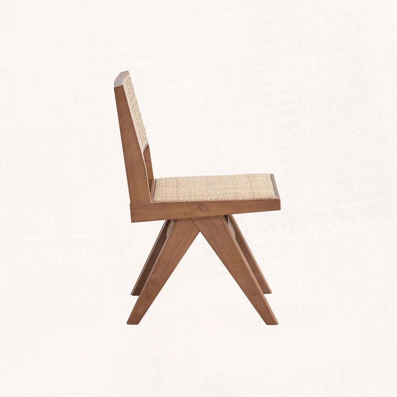 Velentina Rattan & Natural Finish Side Chair, Set of 2