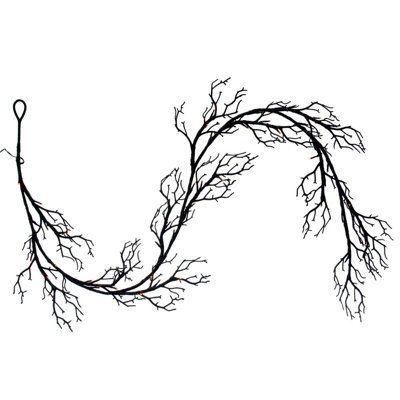 Primrue 6' Black Twig Garland 48 Purple/Orange Lights.
