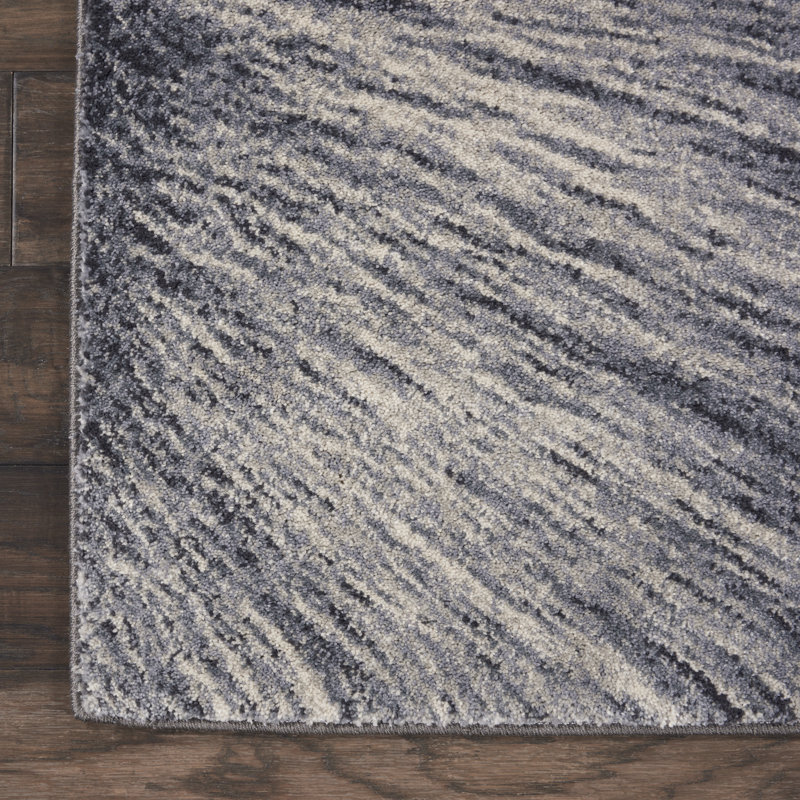 Abstract Rectangle 9'3" x 12'9" Area Rug in Black/Cream