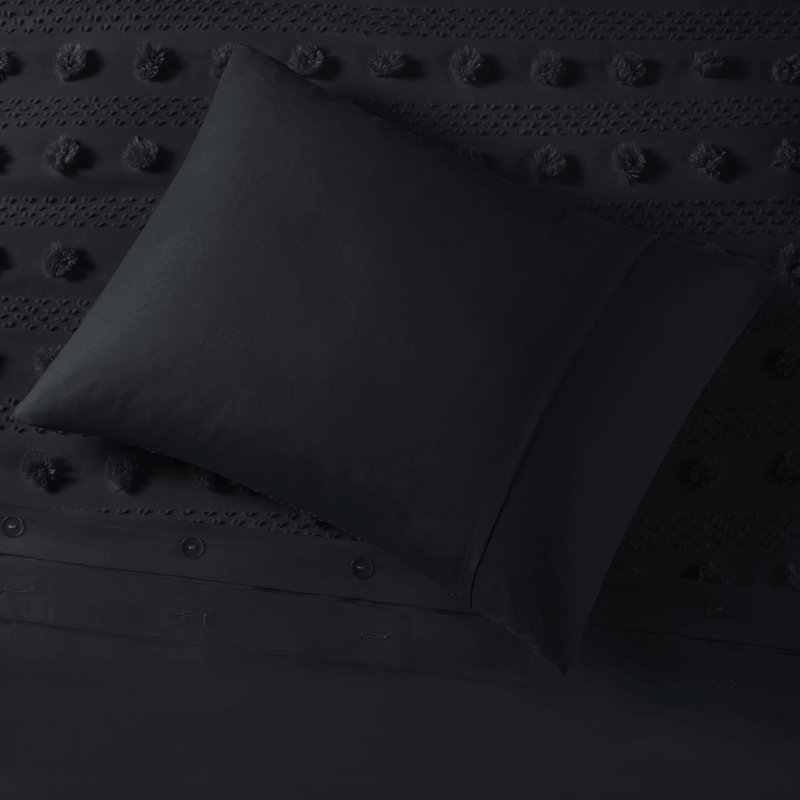 Housse de couette simple / simple à pince XL, noire, avec envers en microfibre, attaches intérieures pour l'insertion