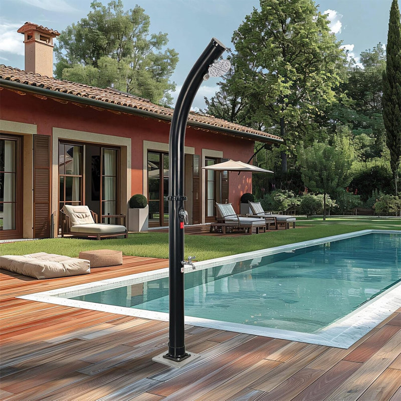 Pomme de douche extérieure chauffée à énergie solaire réglable 4,8 gallons avec base