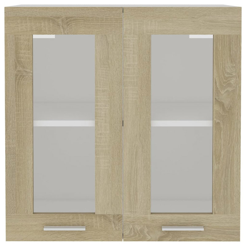 Black Hanging Glass Cabinet 60X31x60 Cm, Light Brown