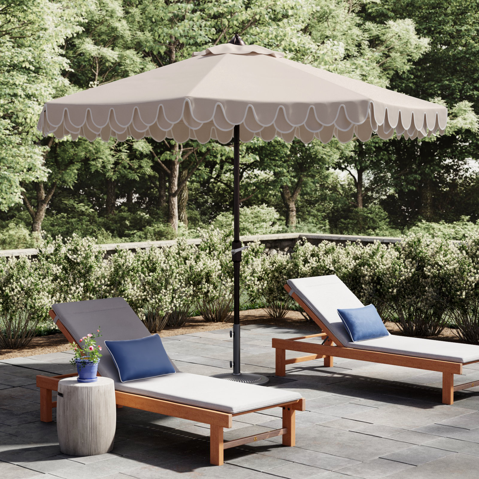 10.8' Beach Umbrella, Beige/White