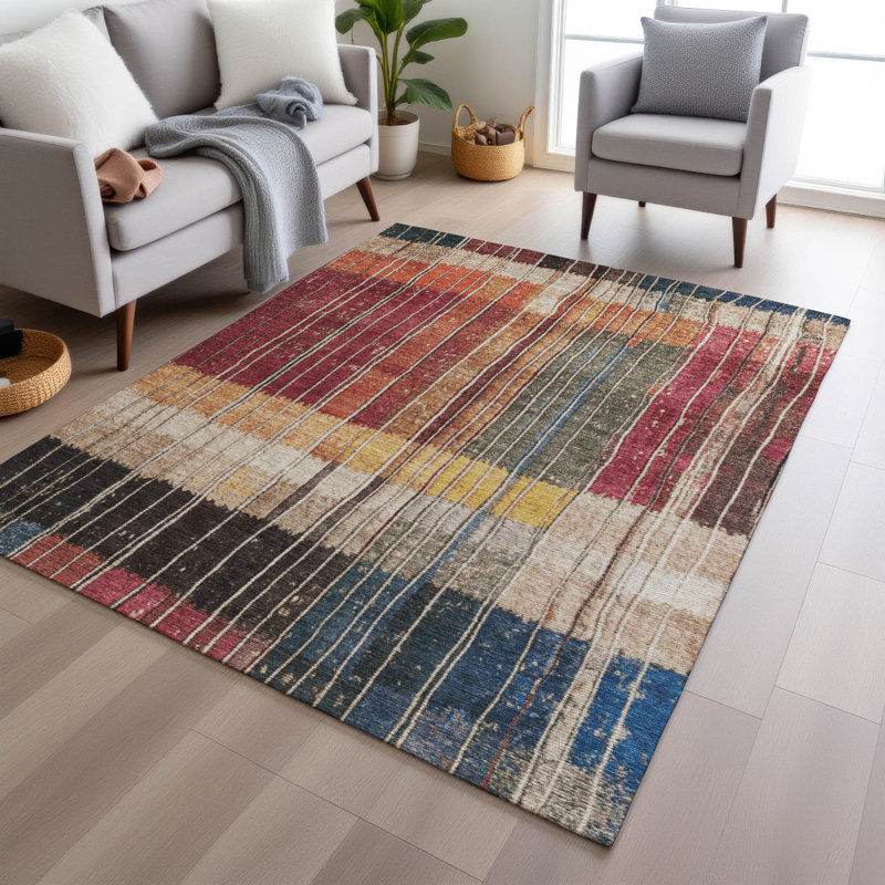 Machine Washable Indoor/Outdoor Xhevrie Beige Rug, Rectangle 8' x 10'
