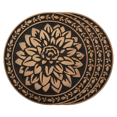 Dahlia Rubber 3 piece Stepping Stone Set