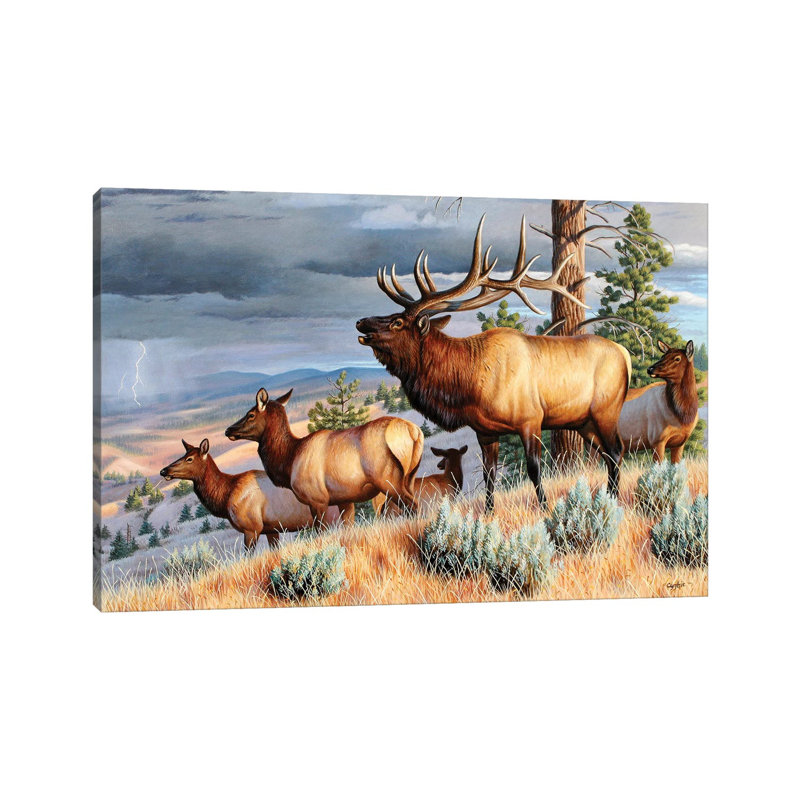 Storm Challenge Elk 1 Piece Wrapped Canvas Wall Art, 66.04 cm H x 45.72 cm W x 1.91 cm D