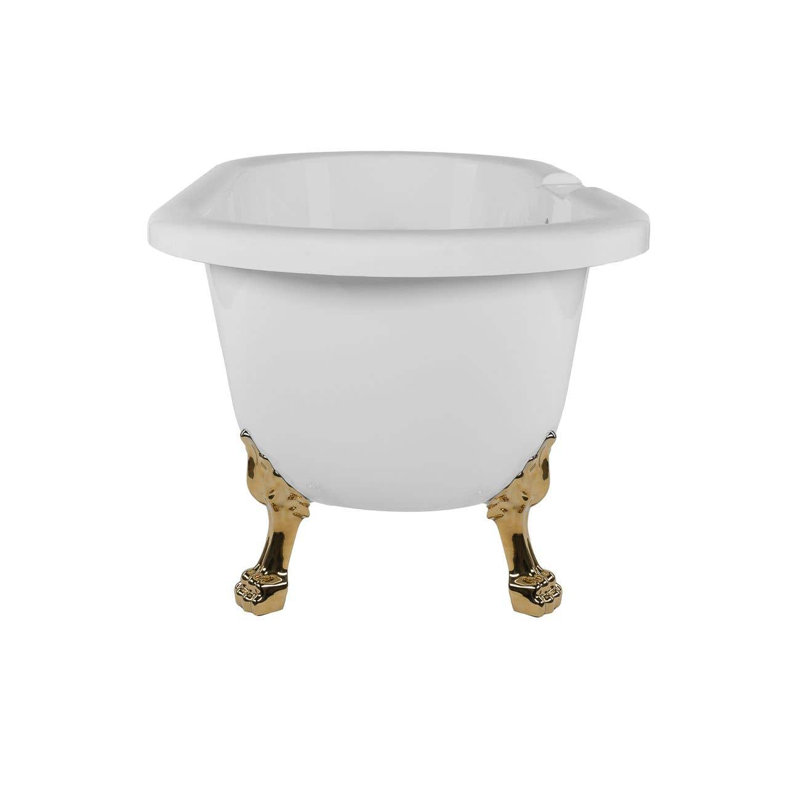 66.75'' x 30'' Soaking Acrylic Bathtub, White / Brass