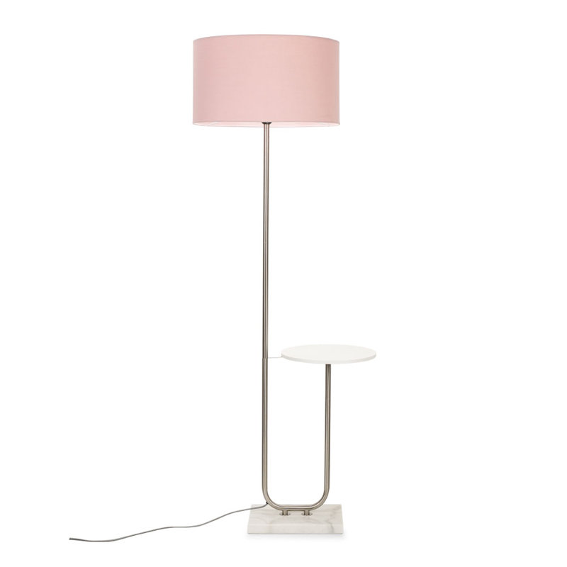 132.5cm Chrome Arched Floor Lamp, Pink