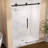 48 In. W X 76 In. H Frameless Sliding Shower Door In Matte Black With Tempered Glass Clear Glass