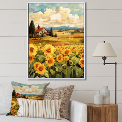 «Golden Cheerful Sunflowers I», reproduction sur toile