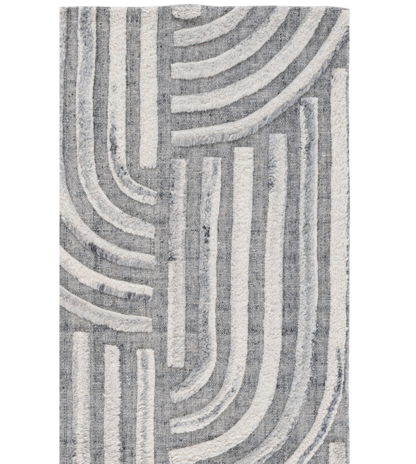 Seri Dark Gray Ivory Hand-Woven Abstract Rug, Rectangle 6' x 9'