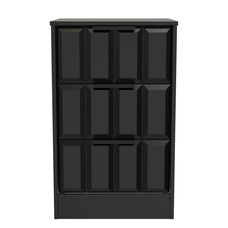 Doss 45cm W Manufactured Wood Bedside Table, Deep Black/Black Matt