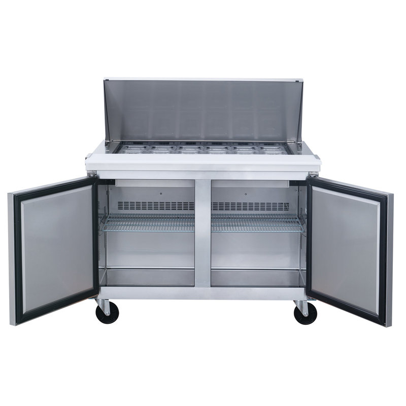48.125 in. Stainless Steel 2-Door Commercial Food Prep Table Refrigerator