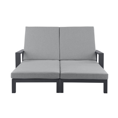 Hoyt Outdoor Metal Double Chaise Lounge