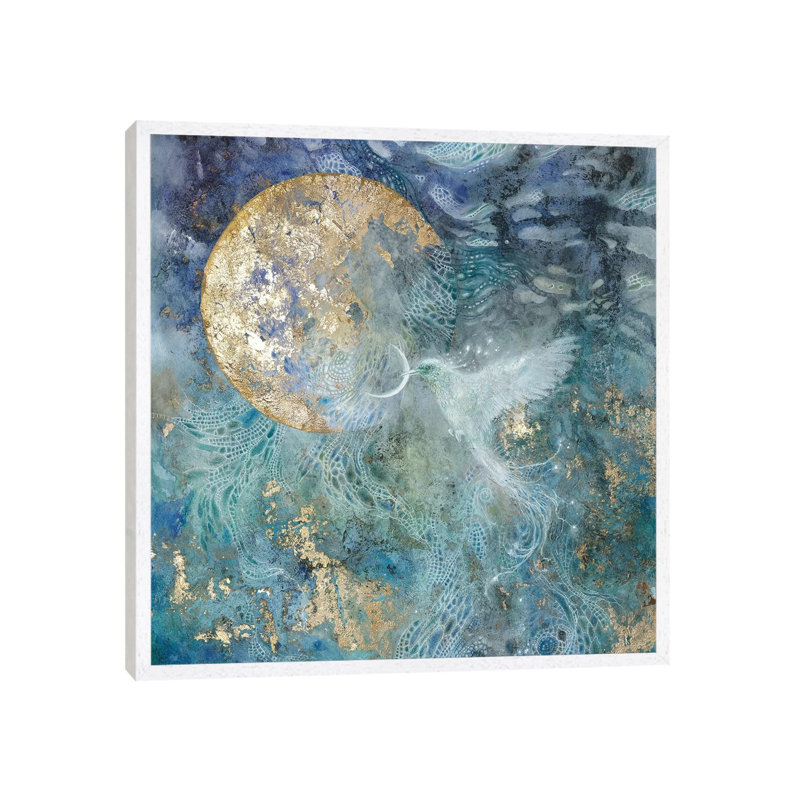 Slivers Of The Moon II by Stephanie Law - Painting on Canvas, White Floater Framed, 45.72cm H x 45.72cm W x 3.81cm D