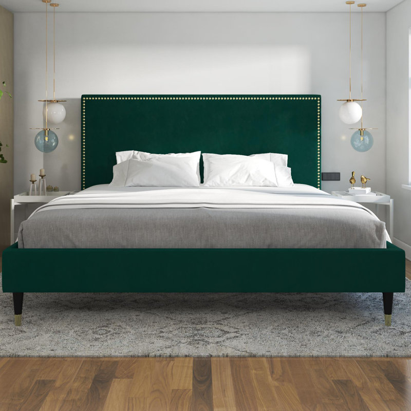 Upholstered Bed, Green, Double (4'6)