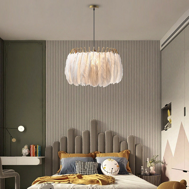 1 - Light Unique/Statement Feather Pendant Nordic Art Ceiling Light Chandelier