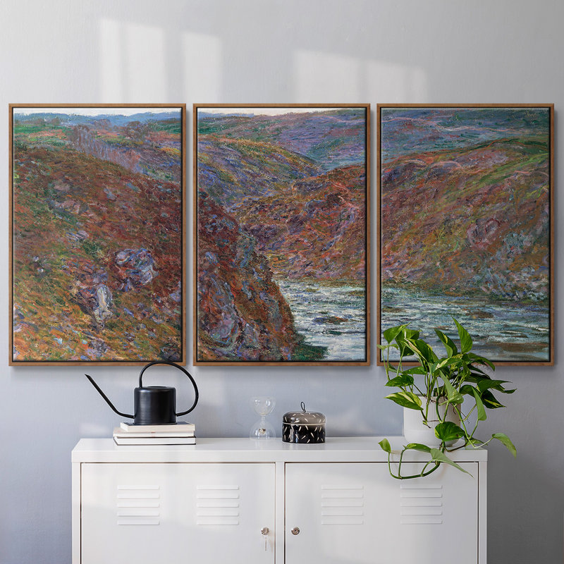 Monet, reproduction sur toile 3 pièces, H 36 po x l 75 po x P 2 po, Noyer