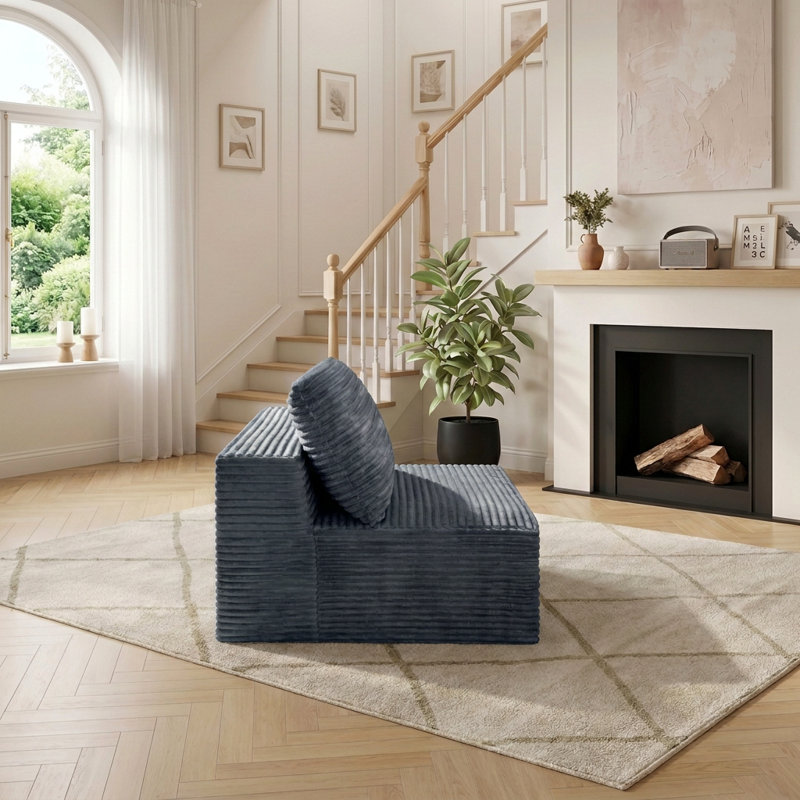 Modern Armless Floor-Hugging Modular Compression Sofa, Gray