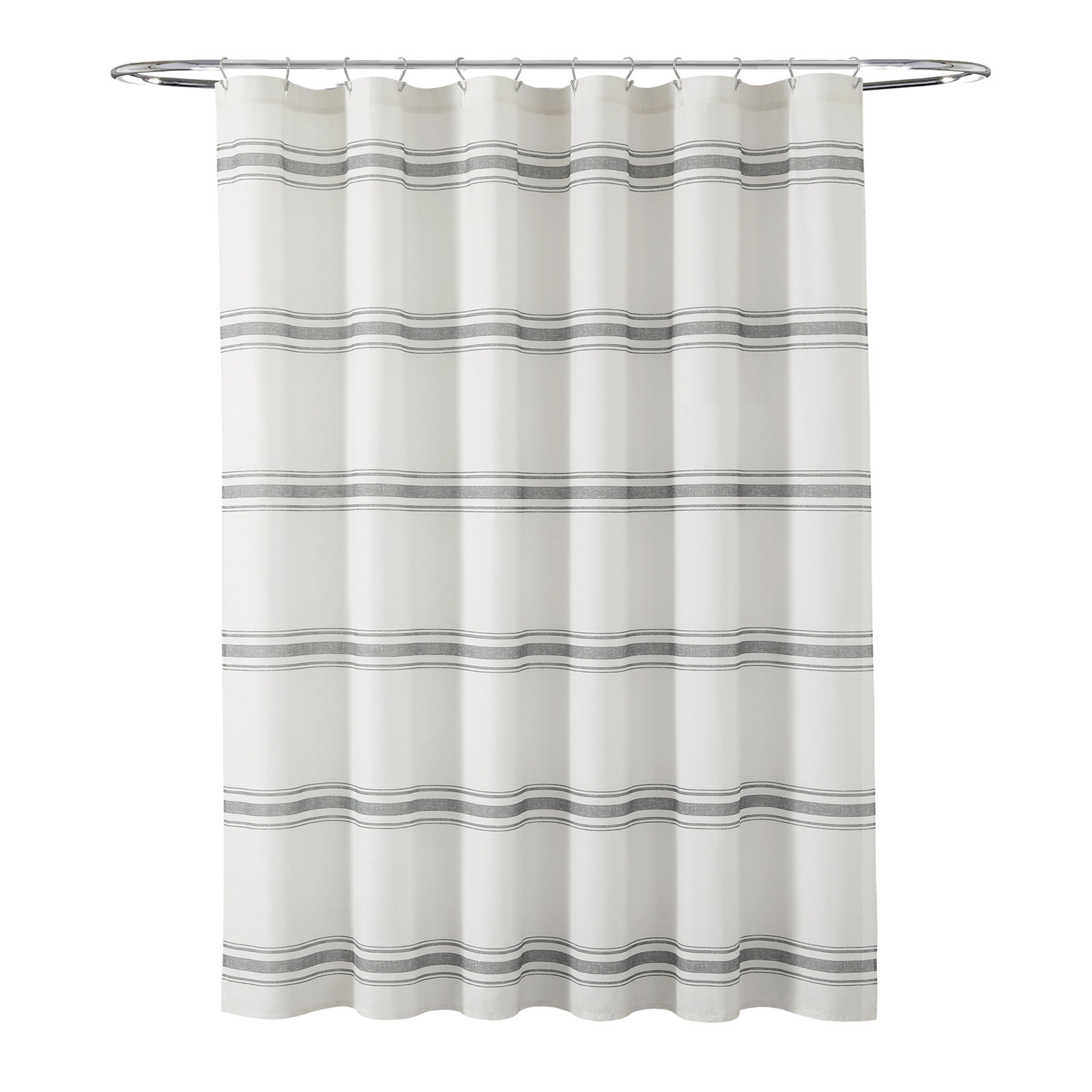 Gilroy Cotton Striped Shower Curtain, Dark Gray