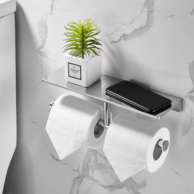 Porte-papier hygiénique double rouleau avec tablette, fabrication, distributeur de papier hygiénique de style hôtel, antirouille et durable
