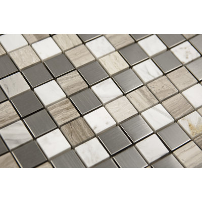 Carreau de mosaïque murale en marbre / métal 1 po x 1 po