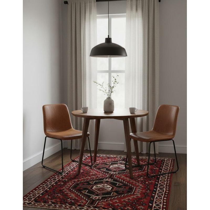 Tapis tribal rouge fait à la main à motif géométrique rouge 3 pi 6 po x 4 pi 9 pi