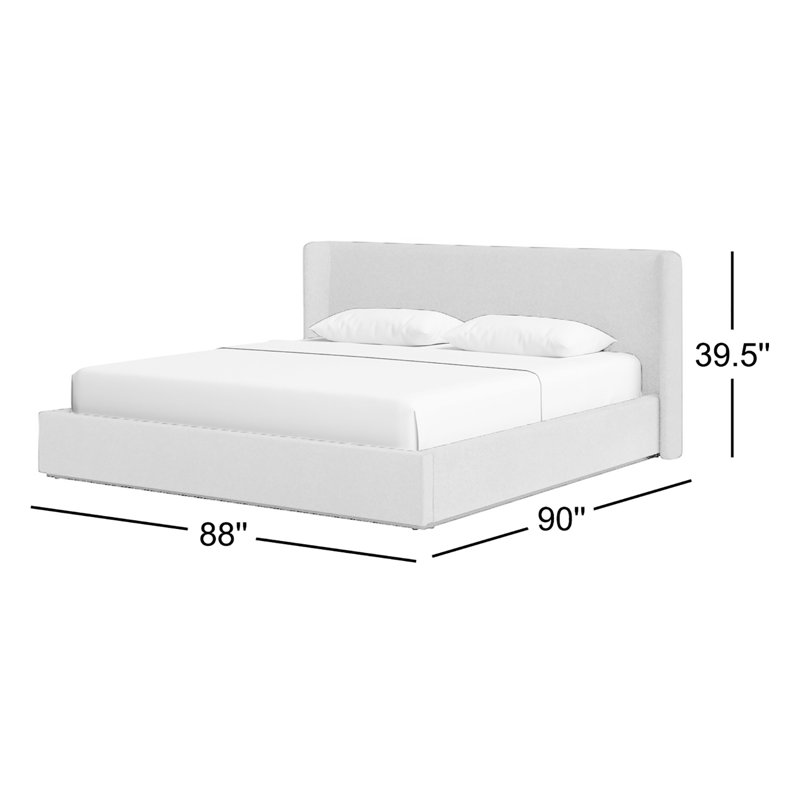 Lit plateforme tapissier Wolcott, Très grand lit, Vert olive