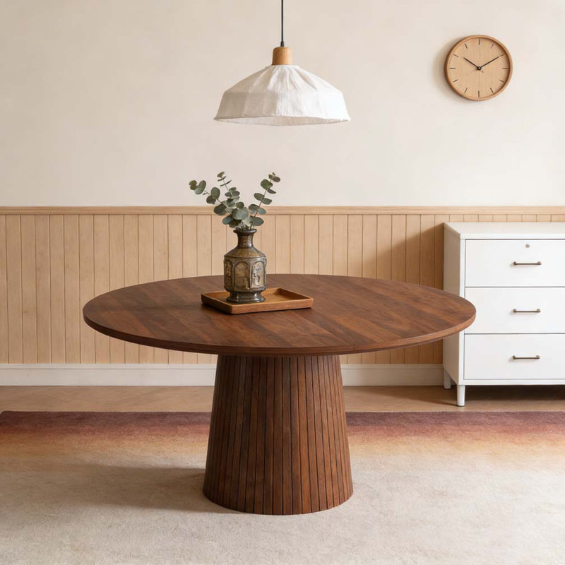 47 inch Round MDF Dining Table, Walnut