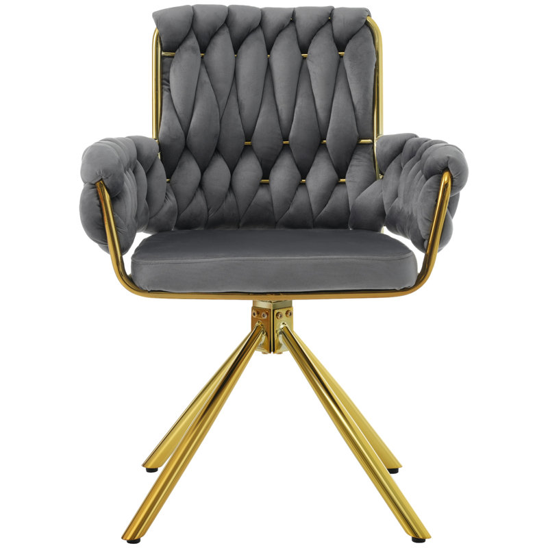 Avakate 46cm H Velvet Upholstered Metal Armchair, 6, Grey