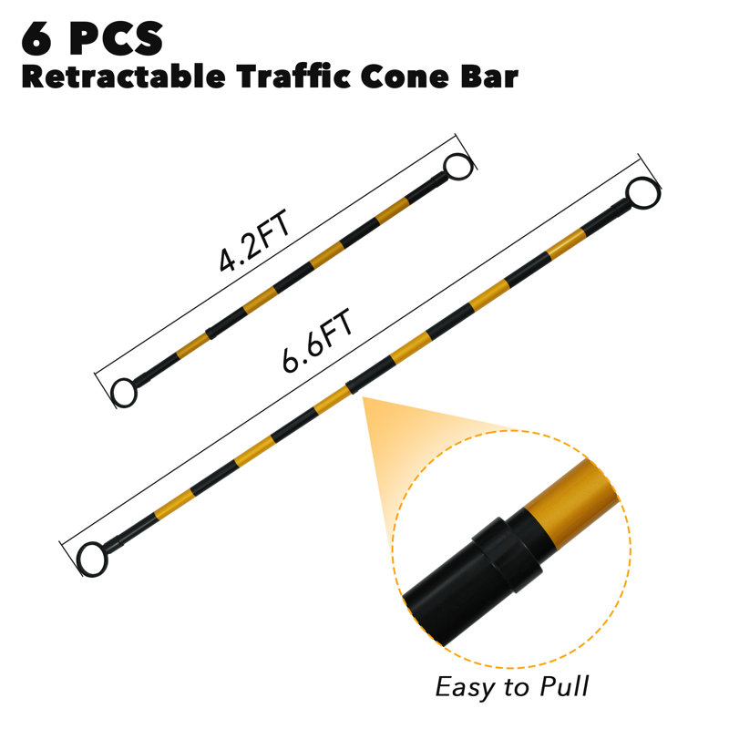 Retractable Traffic Cone Bars PVC 50 - 78.7 " (Set Of 6)