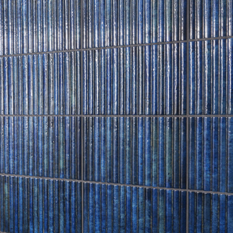 Curve Fluted 6X12 3D Glossy Ceramic Tile, Blue