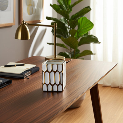 Contenant de rangement en céramique Dynasty Design Modern Elegant Home Decor Accent Polyvalent
