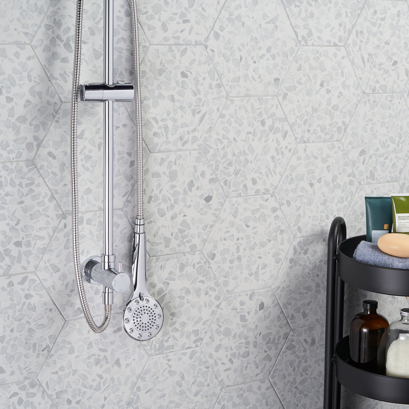 Jurassic Hex 9" Porcelain Tile, Gray