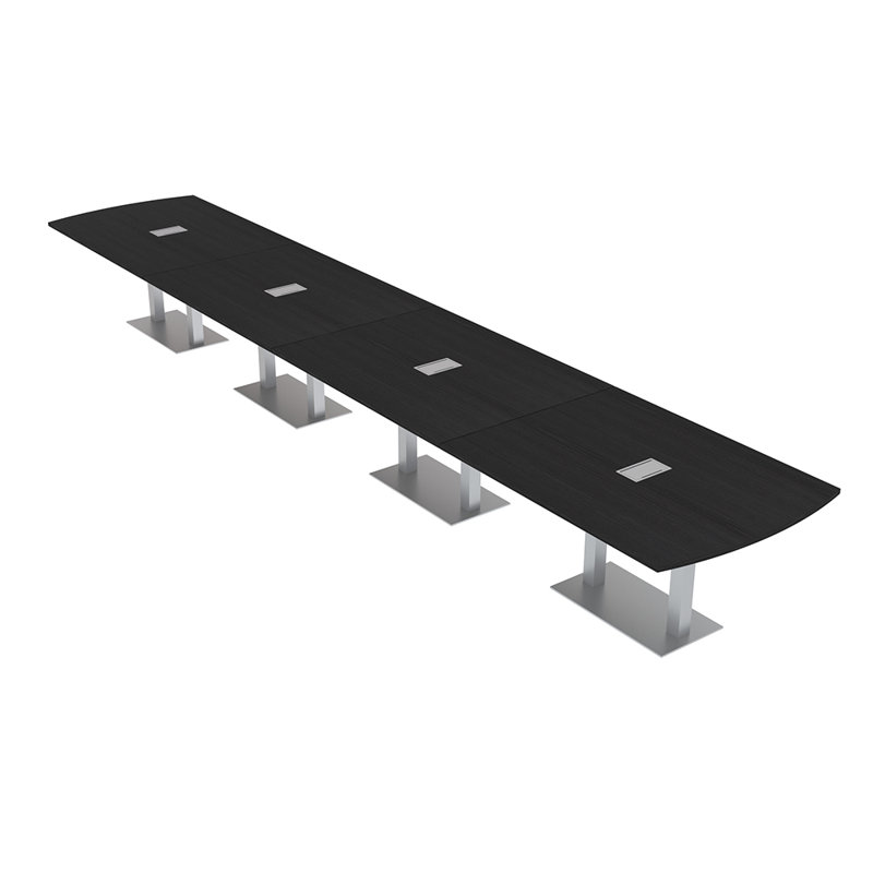 Table de conférence Pavert Arc Unité électrique, Argent, Cyprès noir, H 30 po x l 240 po x P 48 po
