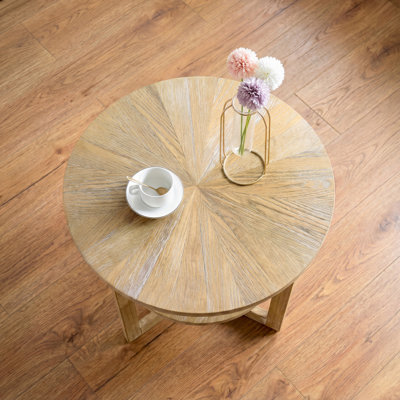 Round Two-Tiered Wooden End Table
