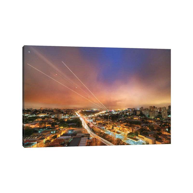Night Cityscape 1 Piece Wrapped Canvas Wall Art, 45.72cm H x 66.04cm W x 1.905cm D
